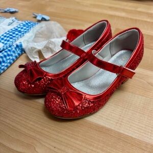 Girls Red Glitter Mary Jane Shoes – Dorothy Style – Size 13.5